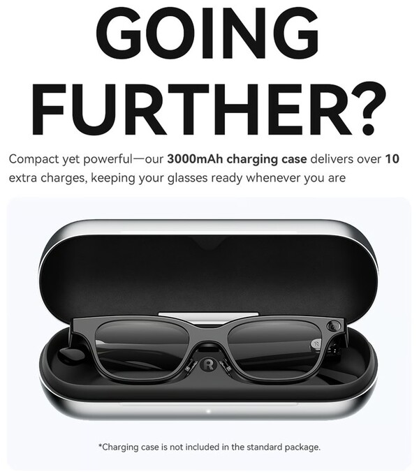 Un estuche de pilas opcional proporciona hasta 10 cargas completas para las gafas Rokid. (Fuente de la imagen: Rokid)
