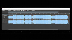 Audionaut, editor de audio multipista de código abierto que muestra una forma de onda de audio en su línea de tiempo de edición.