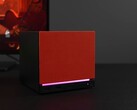 Mini PC Steam Machine con panel frontal rojo e iluminación RGB
