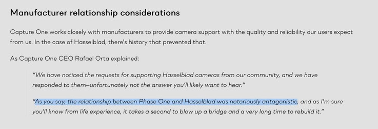 Capture One y Hasselblad no han mantenido precisamente una buena relación en el pasado.