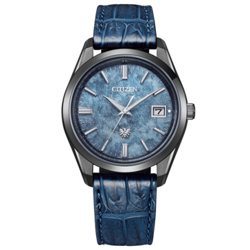 El reloj Citizen 30 Aniversario Eco-Drive con esfera de papel washi azul. (Fuente de la imagen: Citizen)