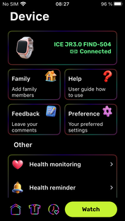 La última pestaña contiene los ajustes del reloj