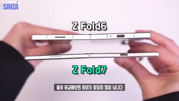 Samsung Galaxy Z Fold 7 vs. Galaxy Z Fold 6. (Fuente de la imagen: TheSinza, Youtube)