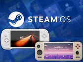 El Konkr Pocket Fit G3 y el Ayaneo Pocket S2 Pro aparecen en la imagen con el logotipo de Steam OS de fondo.