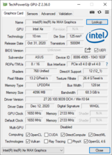 Información sobre el Intel Xe Max GPU-Z