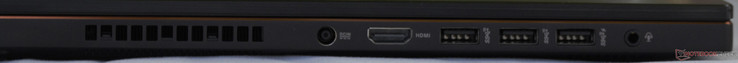 Izquierda: entrada de CC, HDMI, 3x USB 3.1 Gen 2, conector combinado de audio