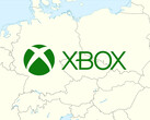 Mapa de Europa Central con el logotipo de Xbox (Fuente de la imagen: Microsoft Gaming, Wikimedia Commons: World Data Base II data with edits)