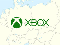 Mapa de Europa Central con el logotipo de Xbox (Fuente de la imagen: Microsoft Gaming, Wikimedia Commons: World Data Base II data with edits)
