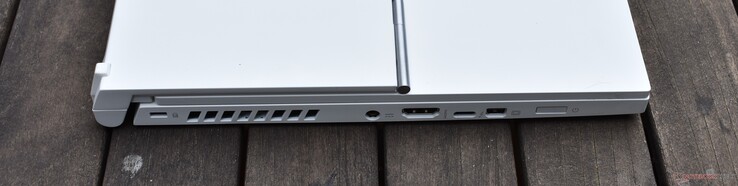 Izquierda: bloqueo Kensington, fuente de alimentación, HDMI, Thunderbolt 3, Mini DisplayPort