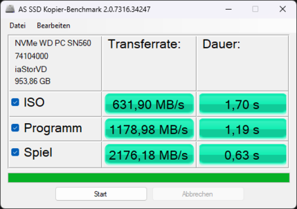 Prueba de copia AS SSD