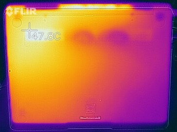 Distribución de calor bajo carga en la parte inferior