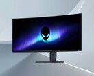 Se muestra la parte frontal del monitor para videojuegos Alienware AW3426DW de 34 pulgadas con pantalla QD-OLED