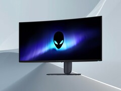Se muestra la parte frontal del monitor para videojuegos Alienware AW3426DW de 34 pulgadas con pantalla QD-OLED