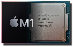 El chip Apple M1 está alcanzando al Intel Core i9-11900K en la tabla de rendimiento de un solo hilo de PassMark. (Fuente de la imagen: Apple/Intel - editado)