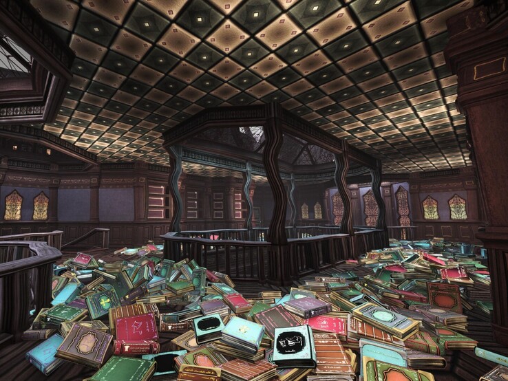 Si hay que volver a colocar cada libro por separado, ordenar el callejón mágico podría llevar bastante tiempo. (En la imagen: una captura de pantalla de Cluttermancer: Tidy Up the Nightmare Alley.)