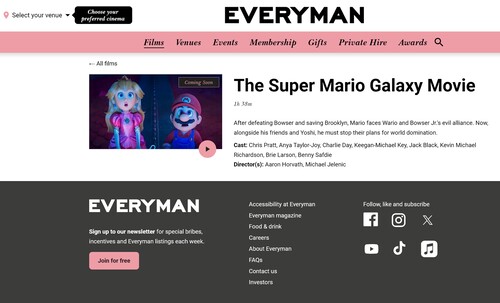 Everyman Cinema Descripción de la película Super Mario Galaxy 