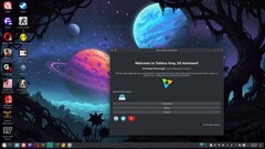 Escritorio Linux Xray_OS basado en Arch con el asistente Tolitica (Fuente de la imagen: Xray_OS en SourceForge)
