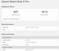 El Redmi Note 8 Pro alimentado por Helio G90T en Geekbench.