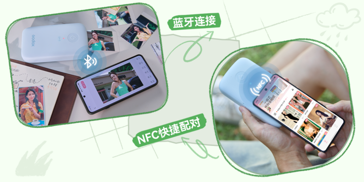 Se conecta por Bluetooth mediante la función «tap-to-pair» de NFC y se controla a través de la aplicación Godox Cam, que incluye un creador de fotos de carné.