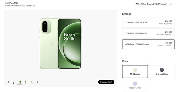 El OnePlus 15R, con 16 GB de RAM, está disponible únicamente en dos colores.
