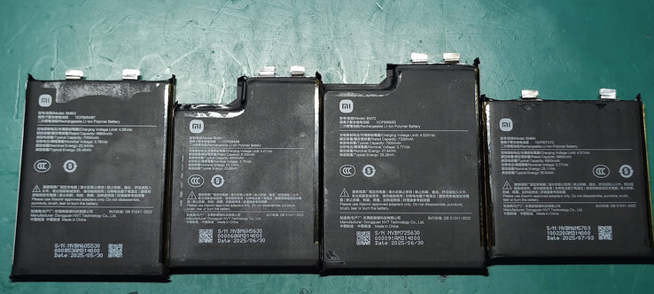 Supuestas baterías de los Xiaomi 17, 17 Pro, 17 Pro Max y 17 Ultra (Fuente de la imagen: Panda Is Very Bald on Weibo)