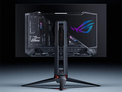 El último monitor para juegos de 27 pulgadas de Asus adopta su llamativo lenguaje de diseño semitransparente. (Fuente de la imagen: Asus)