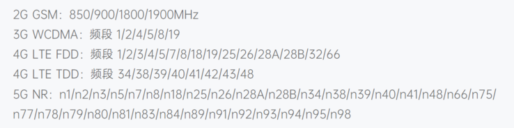 Las bandas de red compatibles con el OnePlus 16. Lamentablemente, la banda 20 de 4G no está incluida.