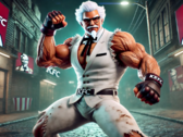 La idea del Coronel Sanders como luchador jugable fue rechazada por KFC, así como por los propios jefes del director de la serie. (Fuente de la imagen: Dall-E 3)
