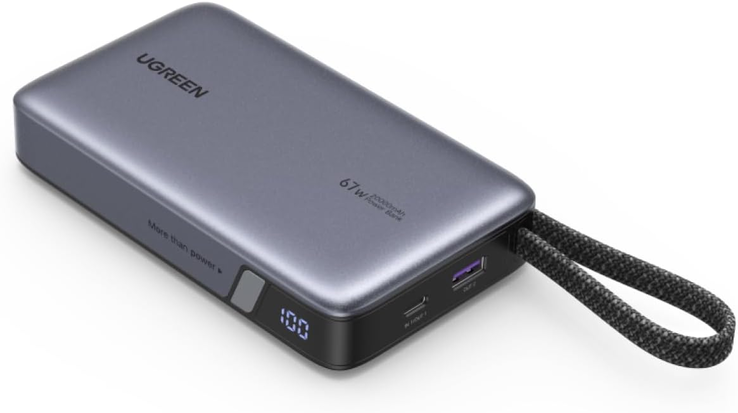 El Ugreen Nexode Power Bank 20000mAh 67W con cable USB-C integrado. (Fuente de la imagen: Ugreen, editado)