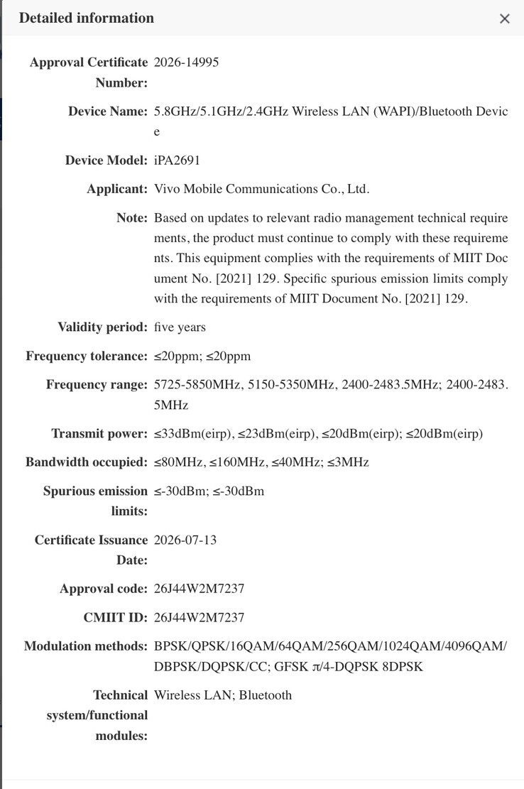 Un nuevo dispositivo ha obtenido la certificación SRRC; se espera que se trate de una tableta iQoo compacta.