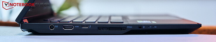Izquierda: DC-in, HDMI 2.1, Thunderbolt4/USB-C con PD y DP, ROG XG Mobile Interface con USB Type-C 3.2 Gen2