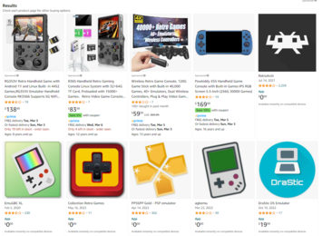Lista de algunas de las aplicaciones de emulación aún disponibles al cierre de esta edición en la Amazon App Store. (Imagen: captura de pantalla de Amazon.com)