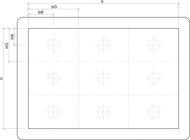 Para calcular el valor medio de brillo, comprobamos el brillo de la pantalla en 9 puntos