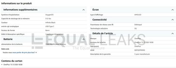 Listado anticipado del OnePlus 15 en Amazon Francia (Fuente de la imagen: Equal Leaks)