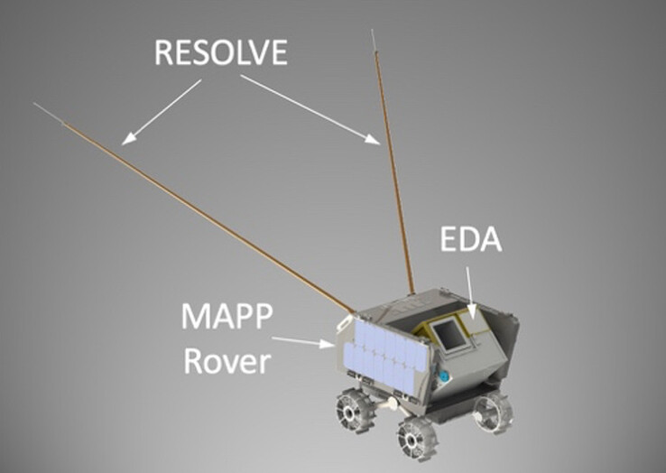 Una imagen que muestra el rover MAPP con sus numerosos instrumentos. (Fuente de la imagen: LASP/CU Boulder/Lunar Outpost)