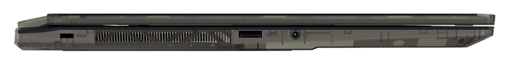 Lado izquierdo: espacio para un bloqueo de cable, USB 3.2 Gen 1 (USB-A), puerto combo de audio