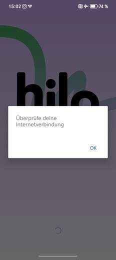 La aplicación no se iniciará sin conexión a Internet.