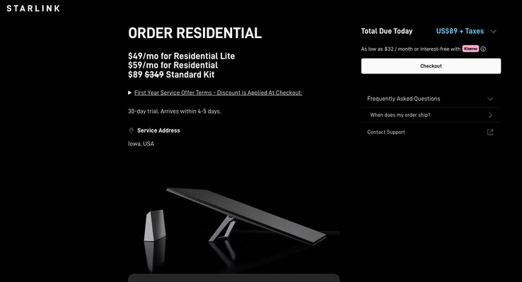 Starlink rebaja 260 dólares en el kit estándar y un 50% en el plan residencial. (Fuente de la imagen: Starlink)