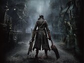 Imagen promocional oficial de Bloodborne en la que aparece el Cazador de pie en las calles de Yharnam