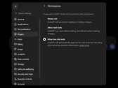 Captura de pantalla de la configuración de ChatGPT, complementos y permisos con las opciones «Preguntar siempre», «Permitir herramientas de lectura» y «Permitir herramientas de bajo riesgo».