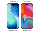 Isla dinámica del iPhone 17 Pro frente al rumoreado iPhone 18 Pro.