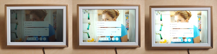 Brillo al 0%, 50% y 100% cerca de una ventana sombreada de día. (ISO 100 f/1,6 1/30)