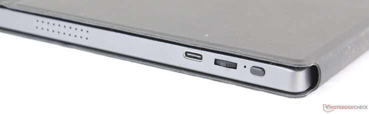 Derecha: Puerto de salida de vídeo USB tipo C, control de volumen/OSD, botón Power/OSD