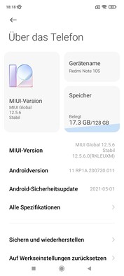 Software del Xiaomi Redmi Note 10S