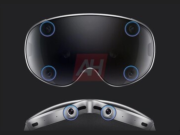 Render que muestra las cámaras de seguimiento de las manos en los auriculares Galaxy XR. (Fuente de la imagen: Android Headlines)