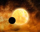 Ilustración de un artista que muestra una estrella y un exoplaneta.