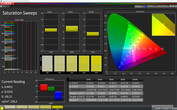 CalMAN: Saturación de color - Modo de color vivo, balance de blancos estándar, espacio de color de destino DCI P3