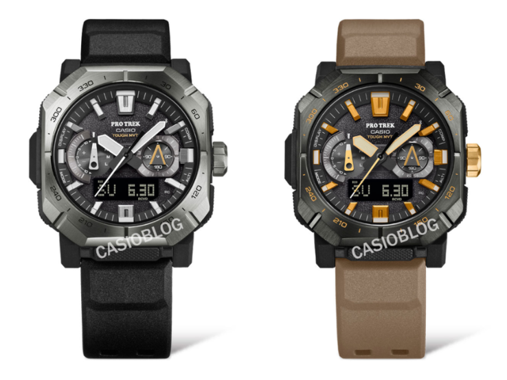 Los relojes Casio PRWB1000-1 (izquierda) y PRWB1000-5 (derecha). (Fuente de la imagen: Casioblog, editado)