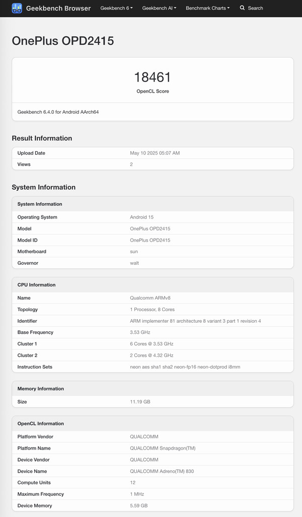 (Fuente de la imagen: Geekbench)