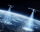 Ilustración de los haces de satélite para dispositivos móviles.